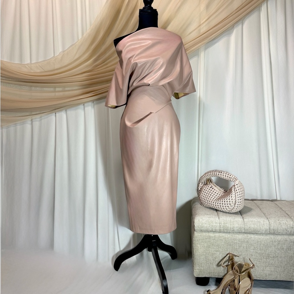 ASOS Blush Pink Leather Midi Dress